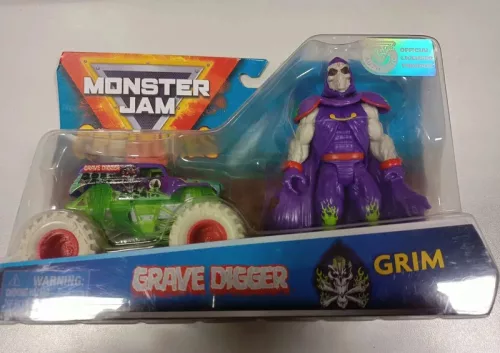 Monster Jam Creatures Grave Digger Grim Vehicul + Figurină AMBALAJ DEFECTAT