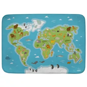   Achoka Covor moale pentru camera copiilor Harta lumii animale 100x150 cm FARA AMBALAJ