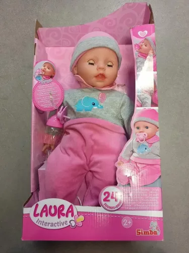 Papusa Simba Laura vorbeste 40 cm cu suzeta si biberon DEFECT