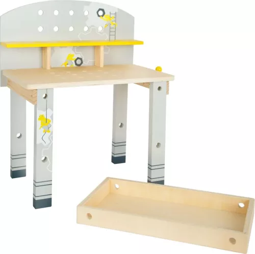 OUTLET Masa de atelier din lemn cu unelte pentru copii - produs incomplet