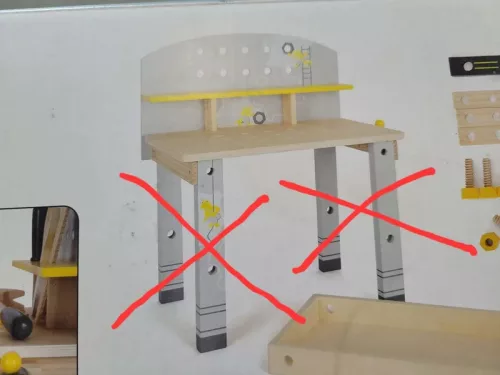 OUTLET Masa de atelier din lemn cu unelte pentru copii - produs incomplet