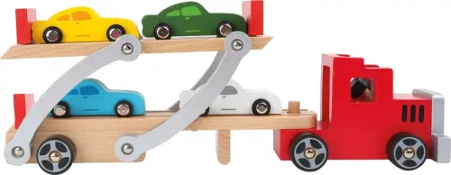 OUTLET Small Foot Camion din lemn pentru transport masini autotransporter + 4 masini - produs defect