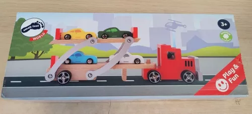 OUTLET Small Foot Camion din lemn pentru transport masini autotransporter + 4 masini - produs defect