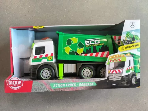 OUTLET Camion gunoi Eco Mercedes Benz + accesorii lumina/sunet - produs incomplet