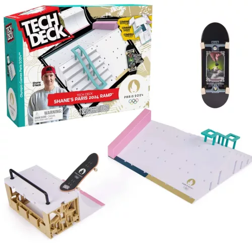 OUTLET Tech Deck set fingerboard Shane's Ramp + skateboard de colecție colorat Paris 2024 AMBALAJ DETERMINAT
