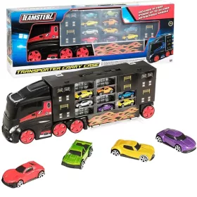   OUTLET TeamsterZ Laweta Spring Transporter Truck + 10 Mașini PRODUS ȘI AMBALAJ DETERMINATE
