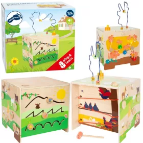   OUTLET Cub de activitate ferma din lemn XXL 62 cm sortator pliabil 5 in 1 mare - produs incomplet