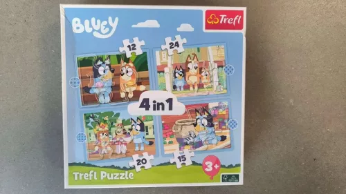 OUTLET Puzzle Trefl 4v1 Bluey și lumea lui 3+ AMBALAJE DETERMATE