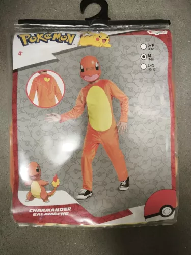 OUTLET Costum de carnaval Costum Pokemon Charmander Costum portocaliu Kigurumi 127-136 cm (7-8 ani) - produs incomplet