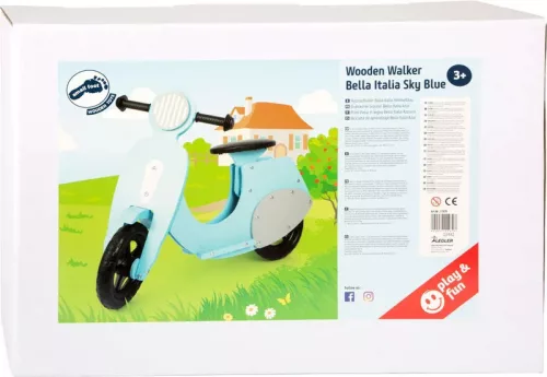 OUTLET Scuter din lemn alergare motocicleta retro bicicleta reglabila bella italia Picior mic - produs defect