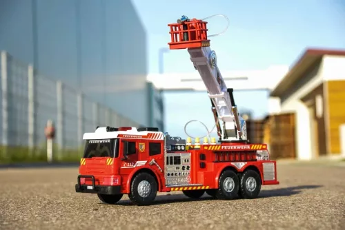 OUTLET Camion de pompieri cu telecomandă pentru pompieri cu scară mobilă Lumină/sunet RC - Produs defect