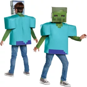   OUTLET Costum carnaval Minecraft pentru baieti Parada costumului zombie 125-135 cm (7-8 ani) - produs incomplet