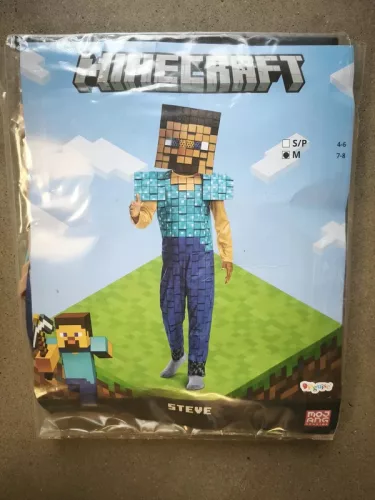 OUTLET Costum Minecraft, costum carnaval Steve 127-136 cm (7-8 ani) - produs defect