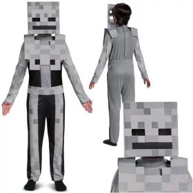   OUTLET Costum carnaval Minecraft pentru baieti Costum Costum Alb Schelet Costum 125-135 cm (7-8 ani) FARA AMBALAJ ORIGINAL