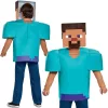 OUTLET Costum carnaval Minecraft pentru baiat parada costumului Steve 125-135 cm (7-8 ani) - produs defect
