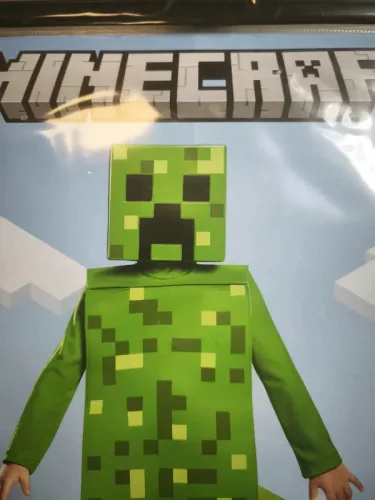 OUTLET Costum de carnaval Minecraft pentru baieti Parada costumului Creeper 134-146 cm (10-12 ani) - produs incomplet