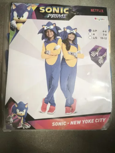 OUTLET Costum de carnaval Sonic pentru baieti si fete Costum arici Dress up 110-122 cm (4-6 ani) - produs incomplet