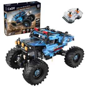   OUTLET Blocuri de construcție CaDA Mașină cu telecomandă Albastru Big Monster Truck Mașină off-road 699 bucăți Lumină LED
