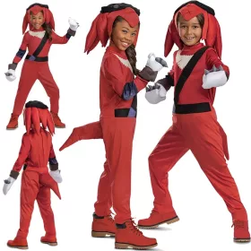   OUTLET Costum de carnaval Sonic pentru baieti si fete Costum Knuckles Dress Up 125-135cm (7-8 ani) - Produs defect