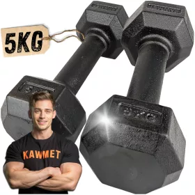  Haltere fixe din fontă Kawmet 2x 5 kg
