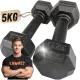  Haltere fixe din fontă Kawmet 2x 5 kg