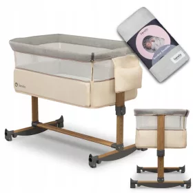    Patut de voiaj Lionelo 59 x 94,5 cm nuante de maro si bej + WRAP BAMBOO BLANKET scutec LIONELO BAMBOO