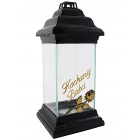   Lumanare capela ZPZ LS2/1 cu trandafir, negru si argintiu, 31 cm