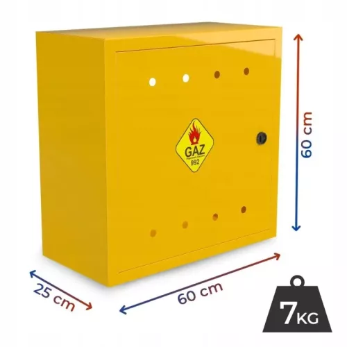 Dulap de gaz Jurdaw galben 600 × 600 × 250 mm fără perete din spate și cu cheie