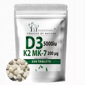   Vitamina D3 5000iu și K2 MK-7 200µg - Supliment pentru Oase Sănătoase și Imunitate