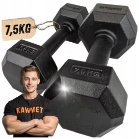  Haltere fixe din fontă Kawmet 2x 7,5 kg