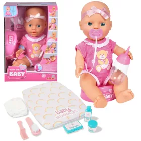   Papusa Nou Nascut Bebelus Drăguț Bobas 30cm + Accesorii Lampă de noapte Set de biberoane Suzete Îngrijire Scutece Pernuță