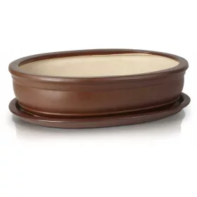    Ghiveci de flori Polnix 19 cm x 13 x 5 cm diametru 13 cm ceramica nuante de maro si bej