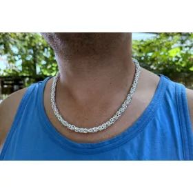    93 g 6,5 mm 60 cm lanț regal - țesătură bizantină argint 925 lucrat manual
