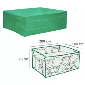   Husa protectoră pentru mobilier de grădină, masă și scaune, verde, 200x160x70 cm