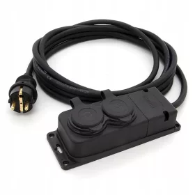    Cablu prelungitor pentru bandă ELS Elektrotechnika 2 m, 2 prize, negru