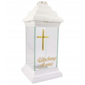  Lumanare de sticla alba cu cruce pentru mama de Ziua Mamei