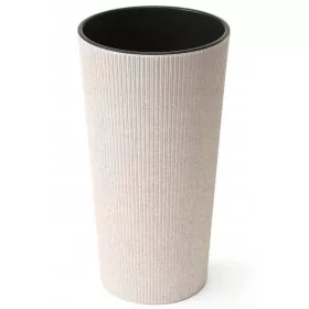    Ghiveci lamela 25 cm x 25 x 46,5 cm diametru 25 cm plastic alb
