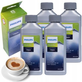    4× Detartrant lichid pentru Decalcifier Philips Saeco 0,25 l + GHID DE CURĂȚARE MAMA-MARGARET