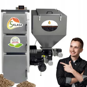    Cazan pe peleți 24 kW Sobă ecologică clasa 5 cu alimentator PLESZEWKI