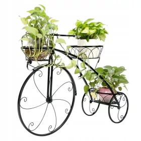    Suport de flori metalic, 3 ghivece de flori, suport de flori pentru bicicleta