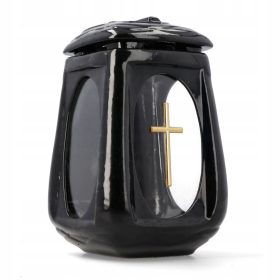  Lumânare de capelă din ceramică neagră cu cruce