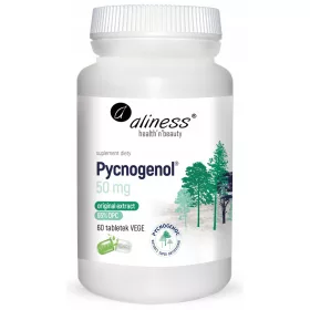   Supliment Alimentar Aliness Pycnogenol® 50 mg, 60 Tablete Vegetariene - Absorbție Optimă