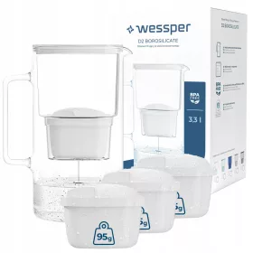  Wessper D2 Borosilicat Aquamax ulcior cu filtru 3,3 l alb