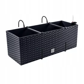    Ghiveci Prosperplast 51,5 cm x 19,5 x 18,5 cm plastic nuante de gri si argintiu