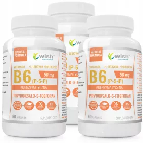   Supliment Vitamină B6 (P-5-P) 50mg + L-Leucină + Prebiotic - 180 Capsule pentru Vegani