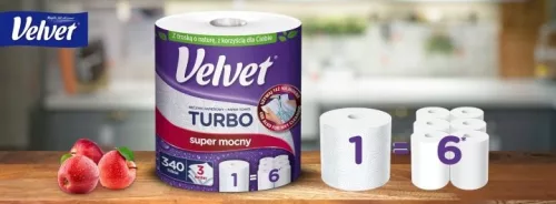 Șervețele de hârtie Velvet Turbo, 6 role x 340 de bucăți