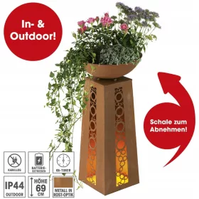    Ghiveci de flori Easymaxx 72 cm x 34 x 69 cm, metal, nuante de maro si bej
