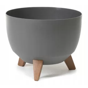    Ghiveci lamela 29 cm x 29 x 18,3 cm diametru 29 cm plastic grafit, nuante de gri si argintiu