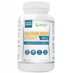   Extract de Rădăcină de Valeriană 500mg - Wish Pharma, Vegano-Vegetarian, 60 Capsule