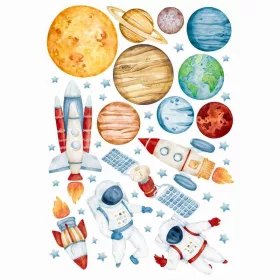  AUTOCOLENTE DE PERETE PLANETE ACUORELE SPATIALE XXXL